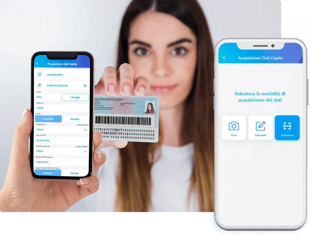 Scansione e acquisizione dati dei documenti degli ospiti da App